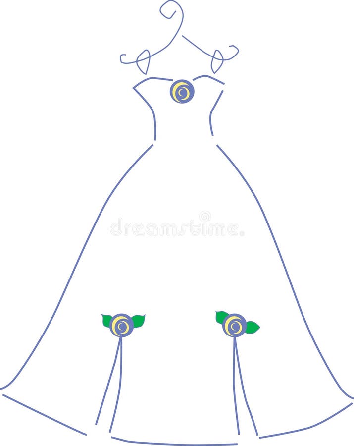 Illustrazione di un abito da sposa, viola con fiori.