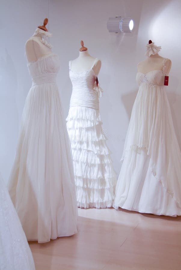 Wedding dresses waiting for their brides