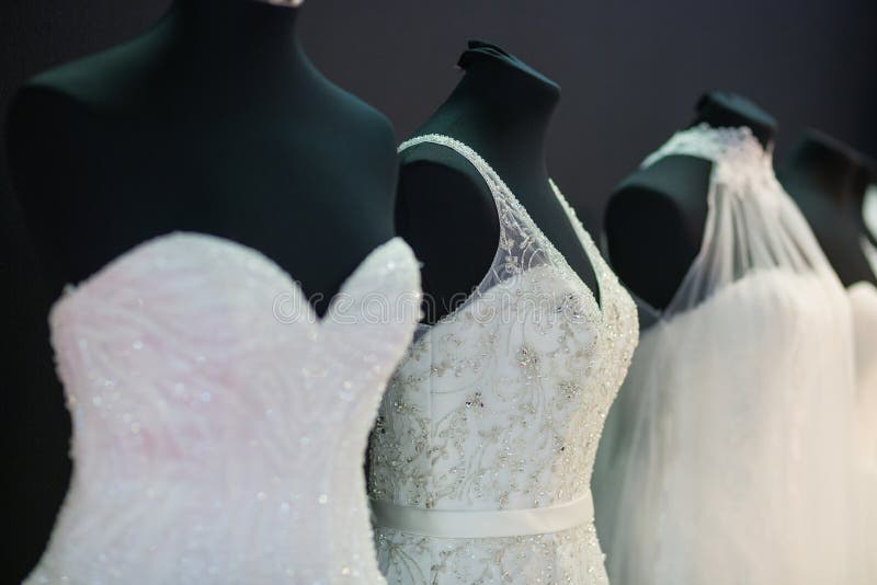 Wedding Dresses on Mannequins Stock Photo Image of purity, light