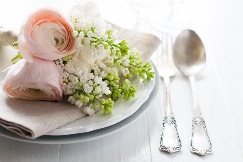 Wedding Elegant Dining Table Setting Stock Image Image of home, blossom 38493843
