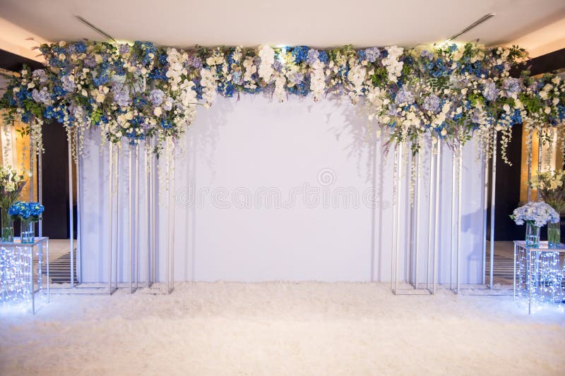 Wedding Flower Backdrop Design Indoor Stock Photo - Image of closeup,  event: 184501894