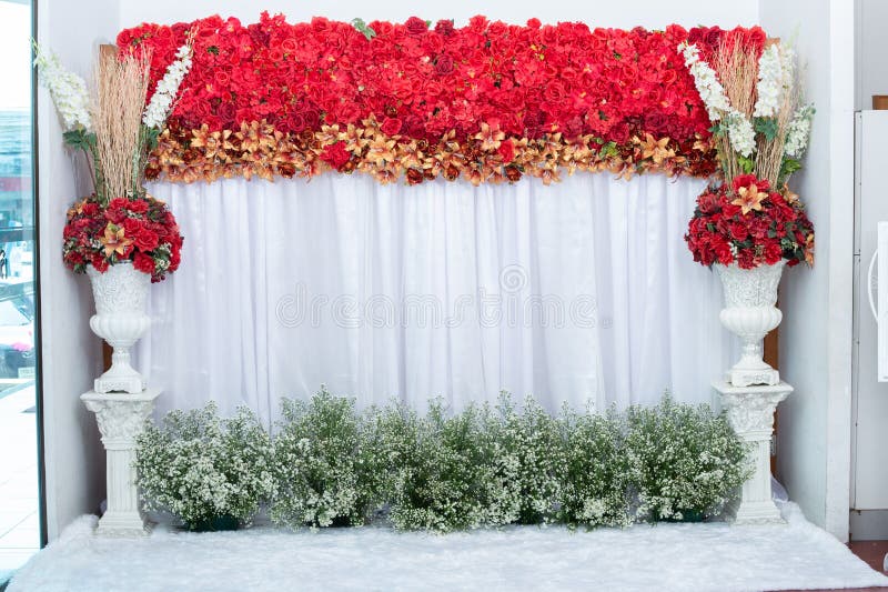 Wedding Flower Backdrop Design Indoor Stock Image - Image of closeup, decor:  184508403