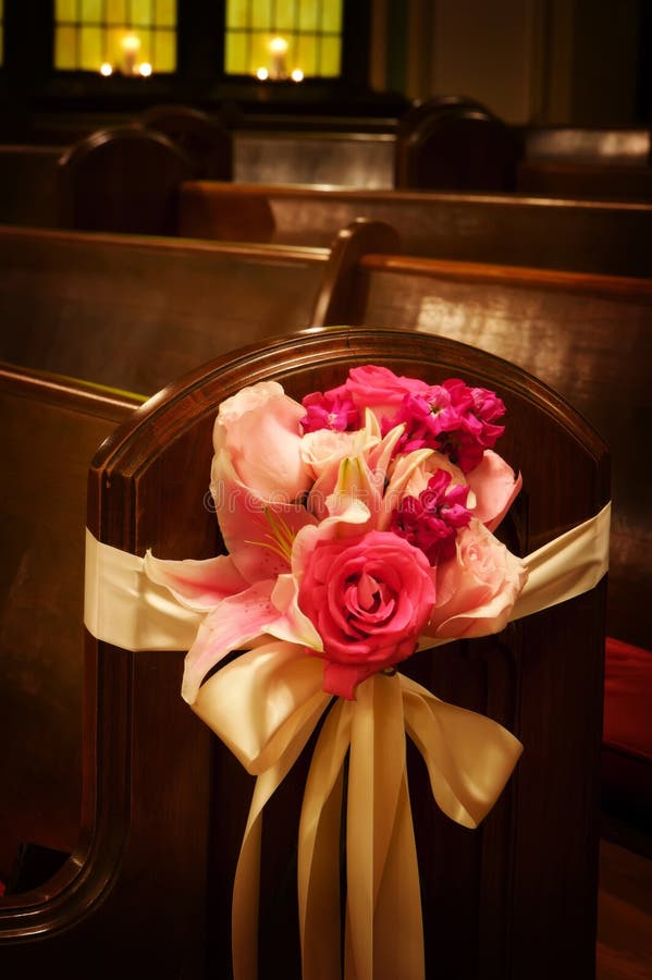 Wedding flowers in a church