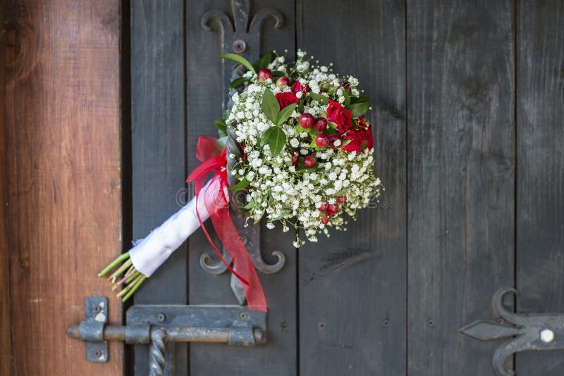 Wedding Flowers in Door Handle Stock Image Image of location, wedding 55629199