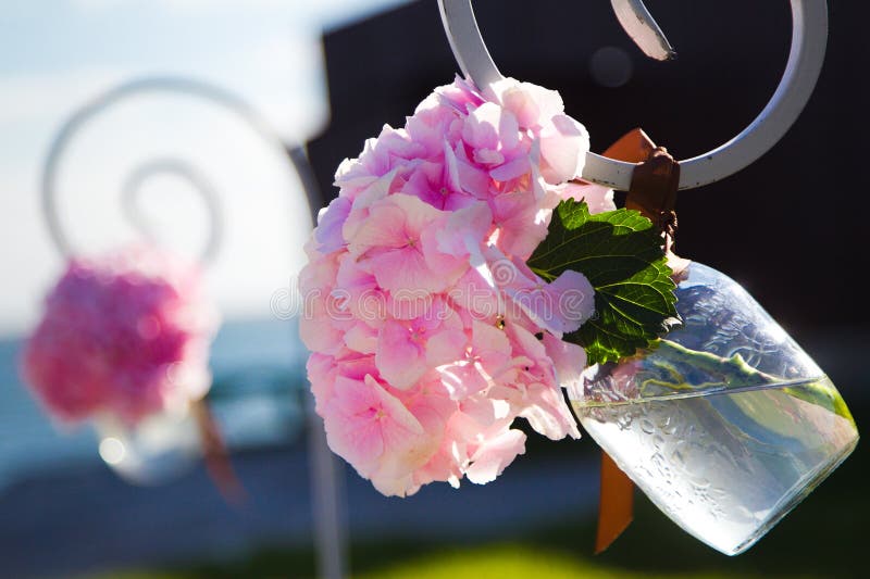 Wedding flowers in jar