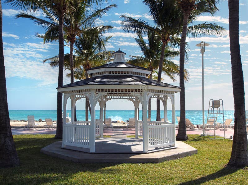 Wedding Gazebo on a Tropical Beach Stock Photo - Image of enclosure