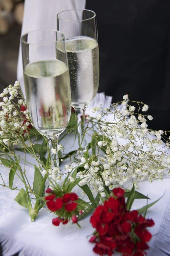 Champagne and flowers stock photo. Image of confetti 24567924