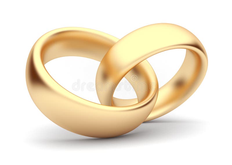 Wedding gold rings 3d. Isolated. Symbol of love