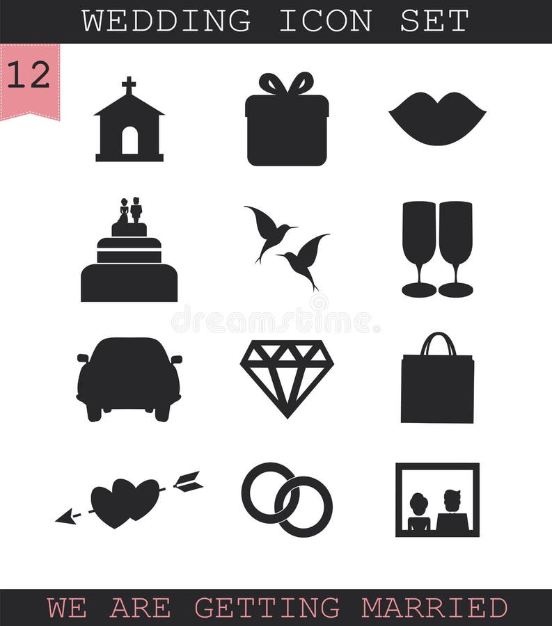 wedding icon set icons black white 43609520