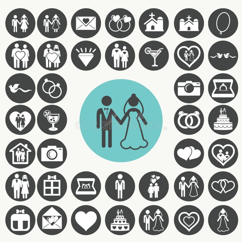 Wedding icons set.