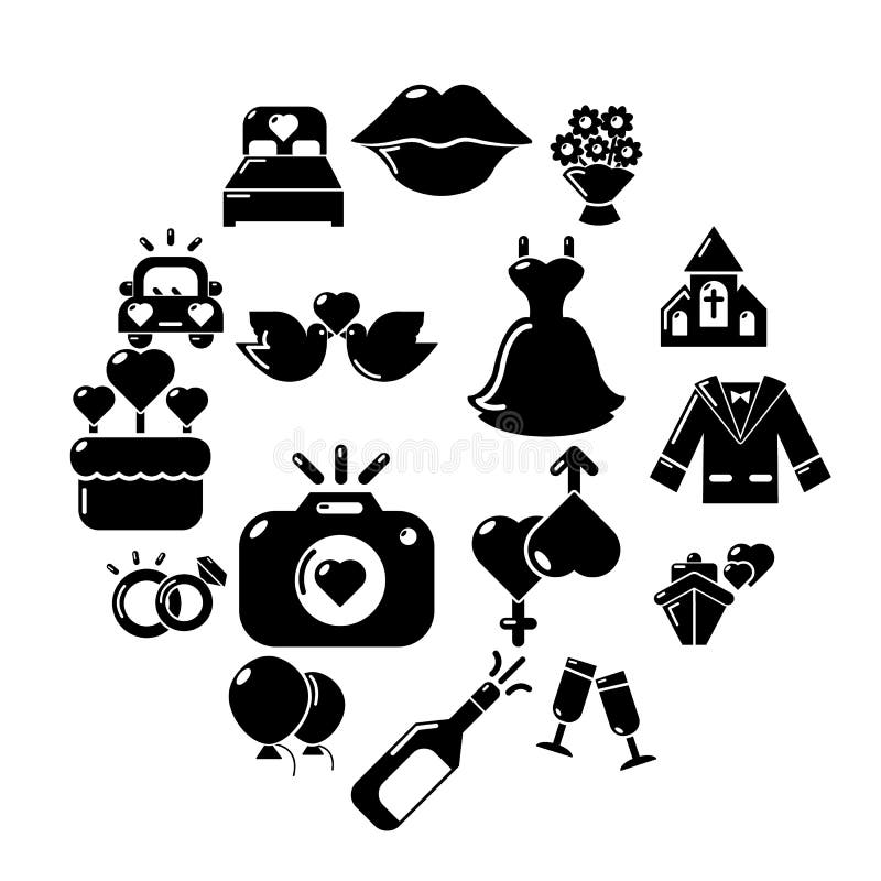 Download Wedding Icons Set, Simple Style Stock Vector - Illustration of bouquet, church: 115546405