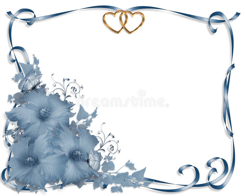 Wedding invitation border Blue Hibiscus royalty free illustration Wedding invitation border Blue Hibiscus royalty free illustration
