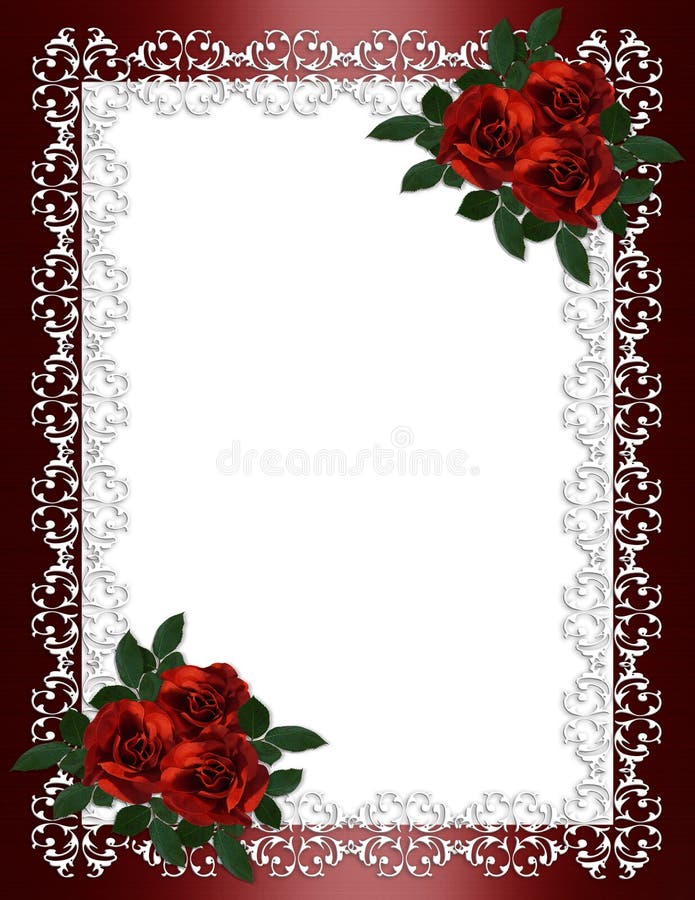 Wedding Invitation Border Red Roses Stock Illustration - Illustration of  decoration, digital: 12647035