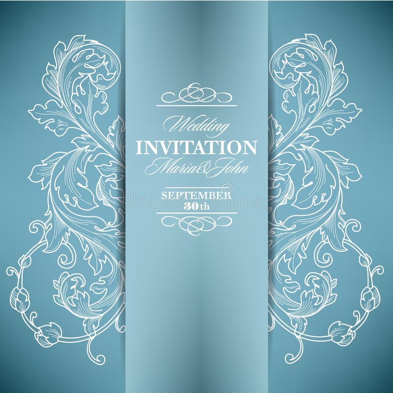 Wedding invitation card with floral elements