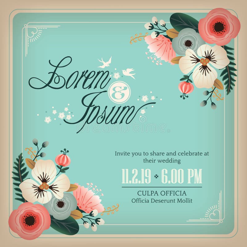 Wedding invitation card with flowers design frame royalty free illustration Wedding invitation card with flowers design frame royalty free illustration