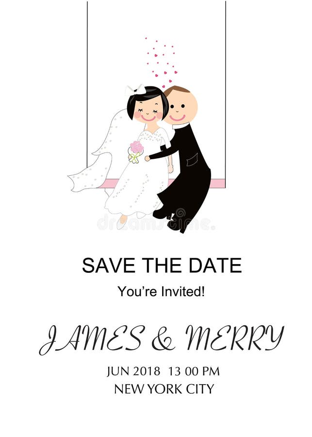 Wedding Invitation Card. Funny Wedding Couple. Stock Vector - Illustration  of people, attractive: 93466953