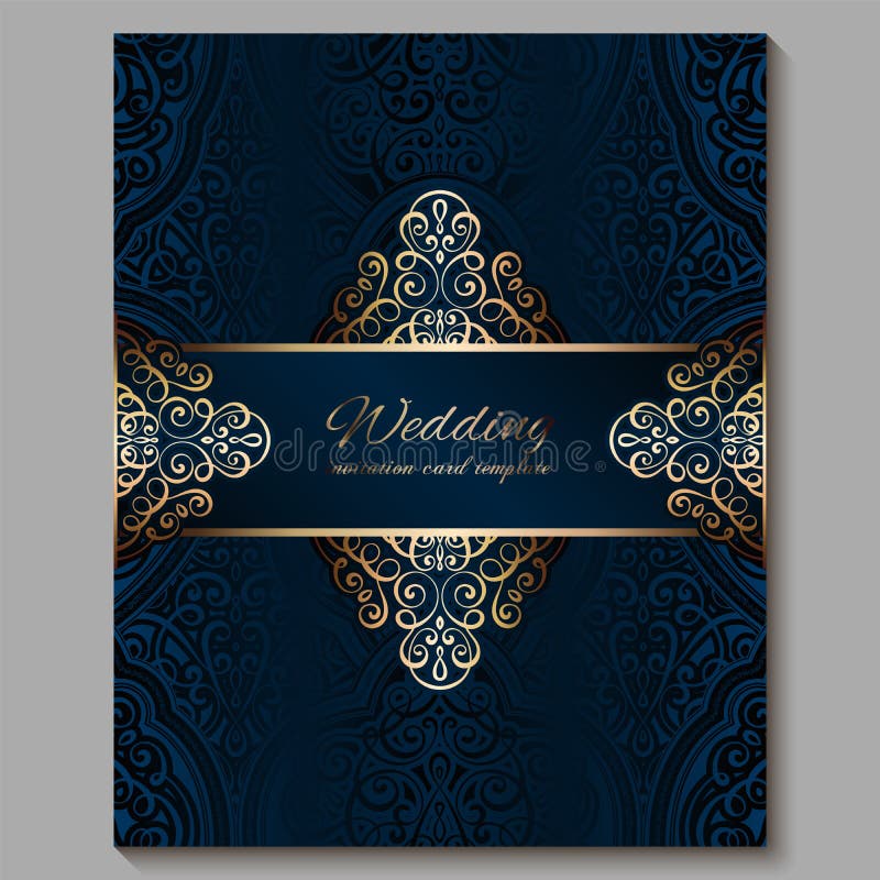 Wedding Invitation Card With Gold Shiny Eastern And