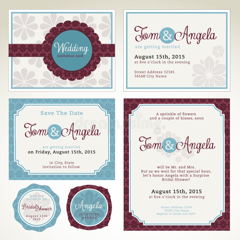 Wedding invitation card templates vector illustration