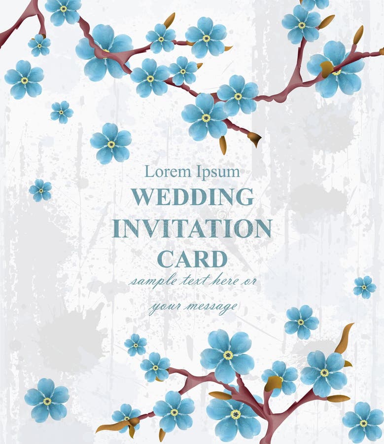 Download Wedding Invitation Card Vector Blue Spring Flowers Beautiful Vertical Floral Frame 3d Backgrounds Stock Illustration Illustration Of Love Typographic 117125826