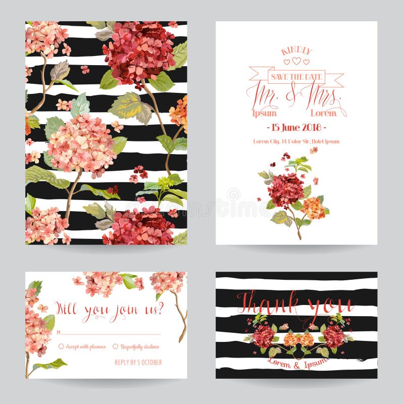 Wedding Invitation or Congratulation Card Set - Flower Pansy