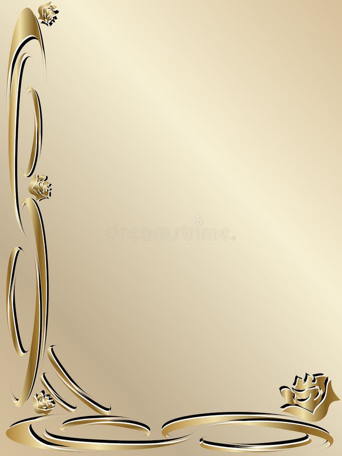 Wedding invitation elegant gold border vector illustration