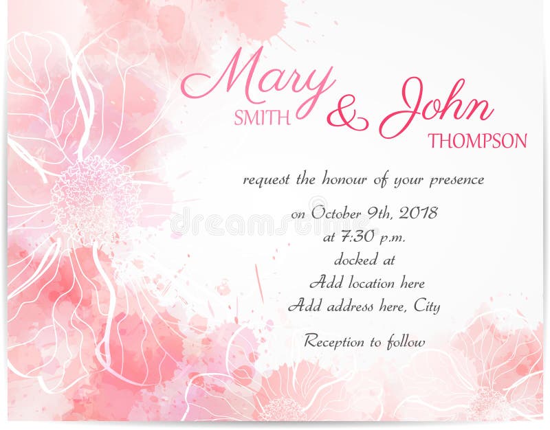 Wedding invitation template with abstract florals royalty free illustration Wedding invitation template with abstract florals royalty free illustration