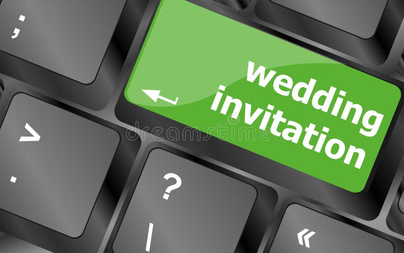 Wedding invitation word button on keyboard key vector illustration