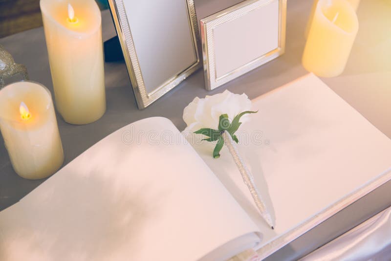 Wedding memory guest book empty space stock photo