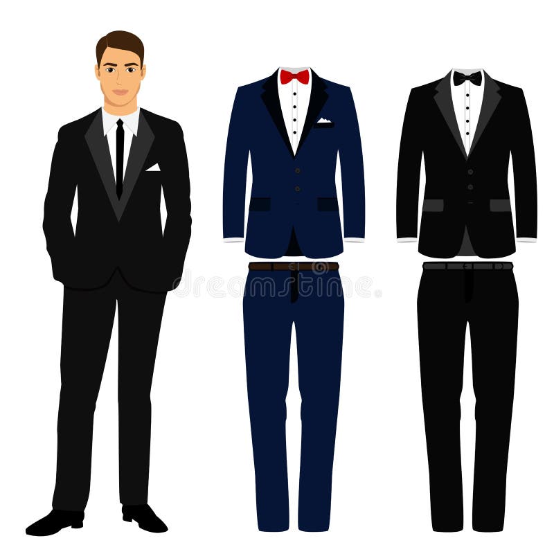 Wedding Mens Suits. Collection. Stock Vector - Illustration of jacket ...