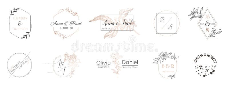 Initials mm wedding monogram logo with leaves Vector Image