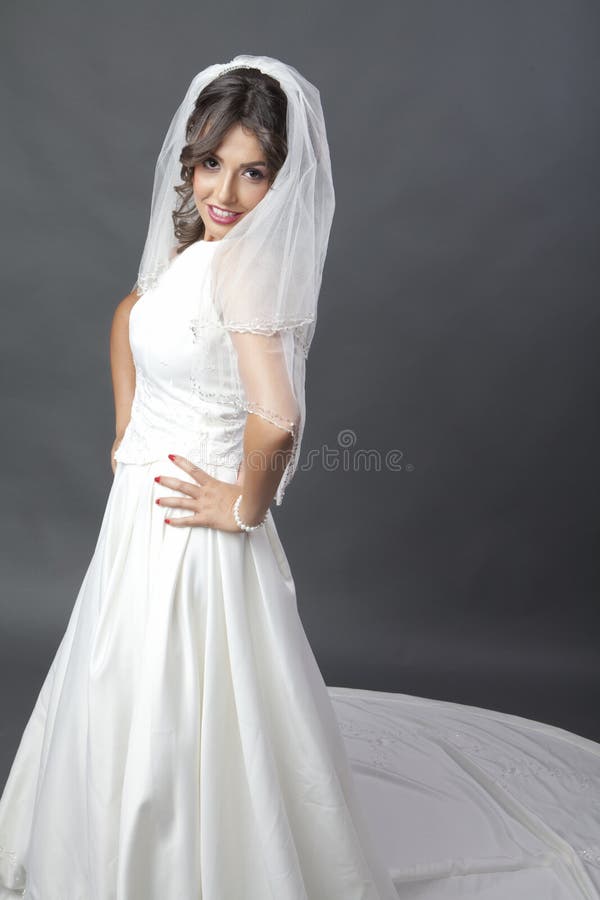 Bride wearing bridal veil stock photo. Image of relaxed - 26316860