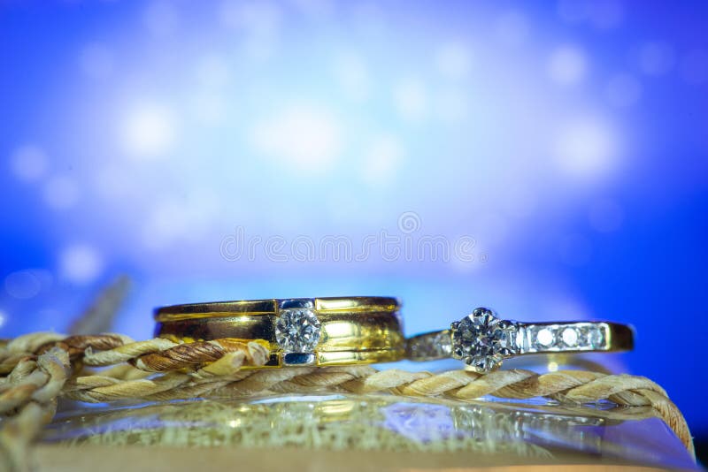 Wedding Ring with Blue Background Stock Photo Image of brilliant
