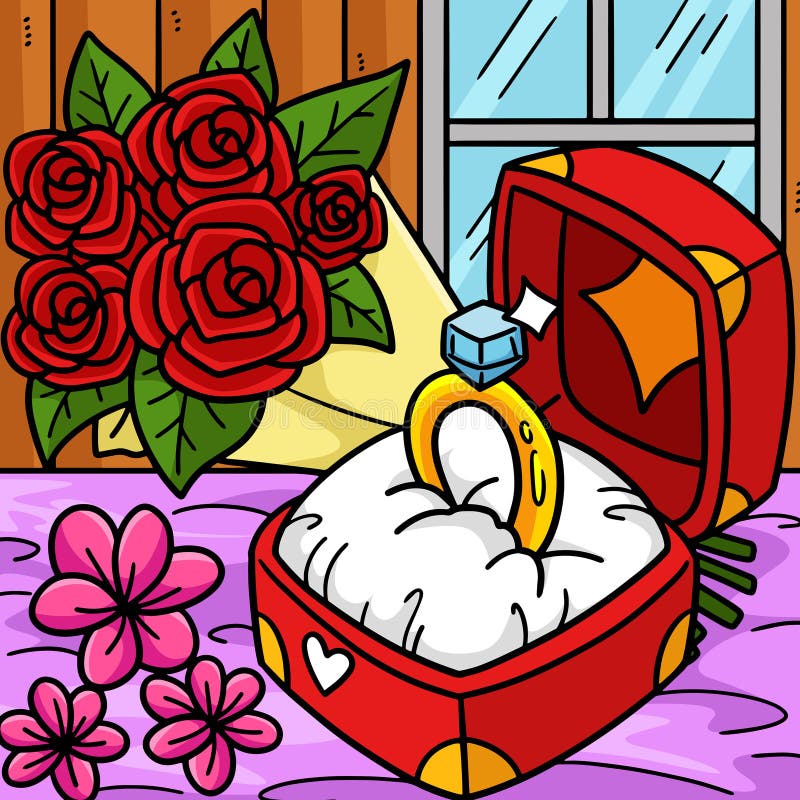 Wedding Ring Colored Cartoon Illustration Stock Vector Illustration