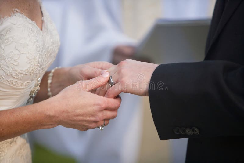 Wedding Ceremony Ring Exchange Stock Image Image of bride, fancy 1553505