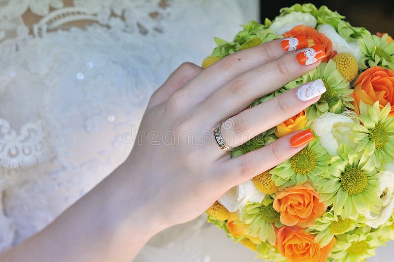 Wedding Ring on the Finger of the Bride. Stock Photo Image of married