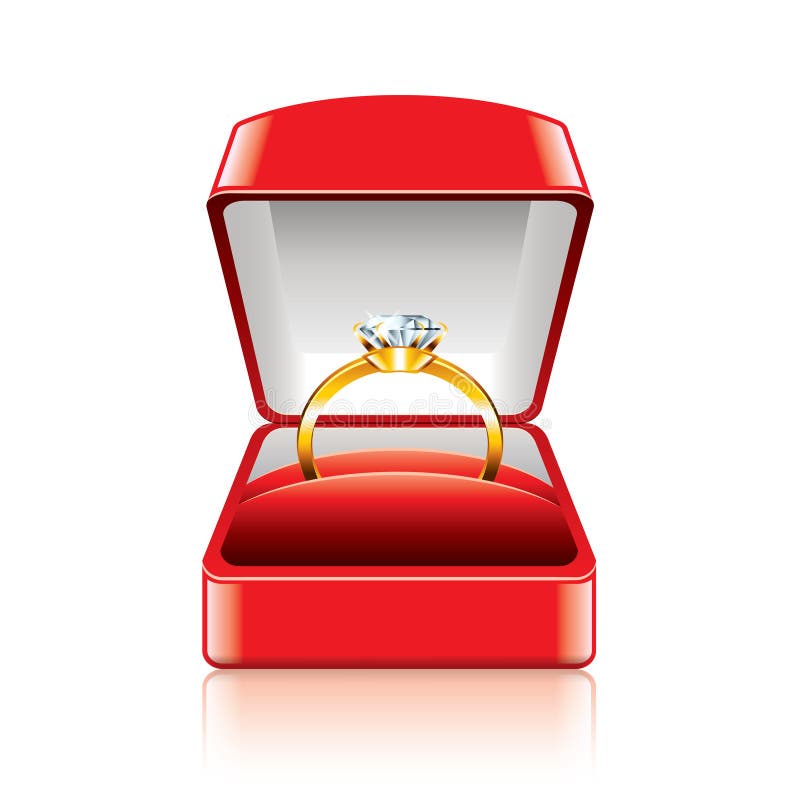 Wedding Ring in Gift Box Vector Illustration Stock Vector ...