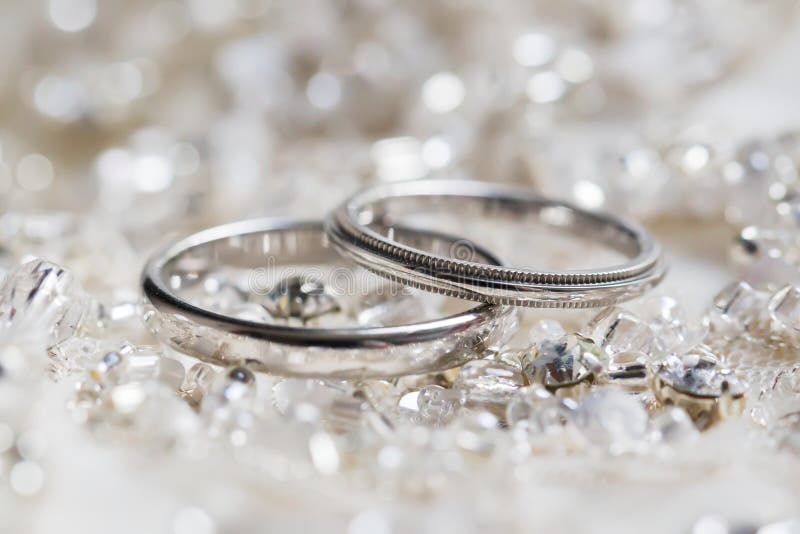 Wedding Rings on a Background of Beads and Crystals Stock Image Image of crystals, white 63325811