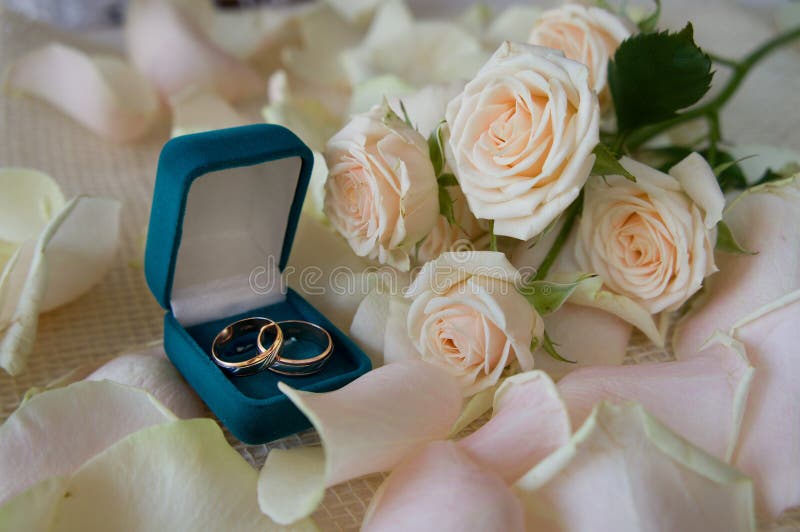 Wedding Rings on the Background of Flowers Stock Photo - Image of ...
