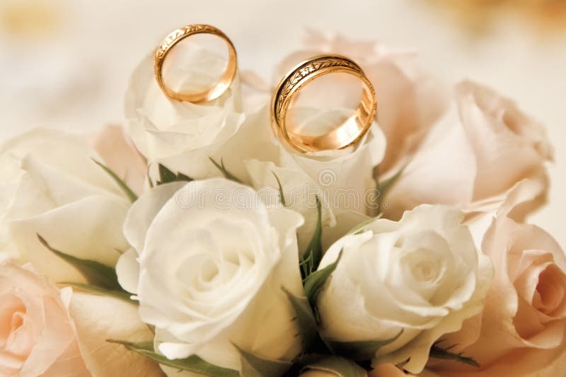Wedding rings with bouquet stock photo. Image of celebration 17755630
