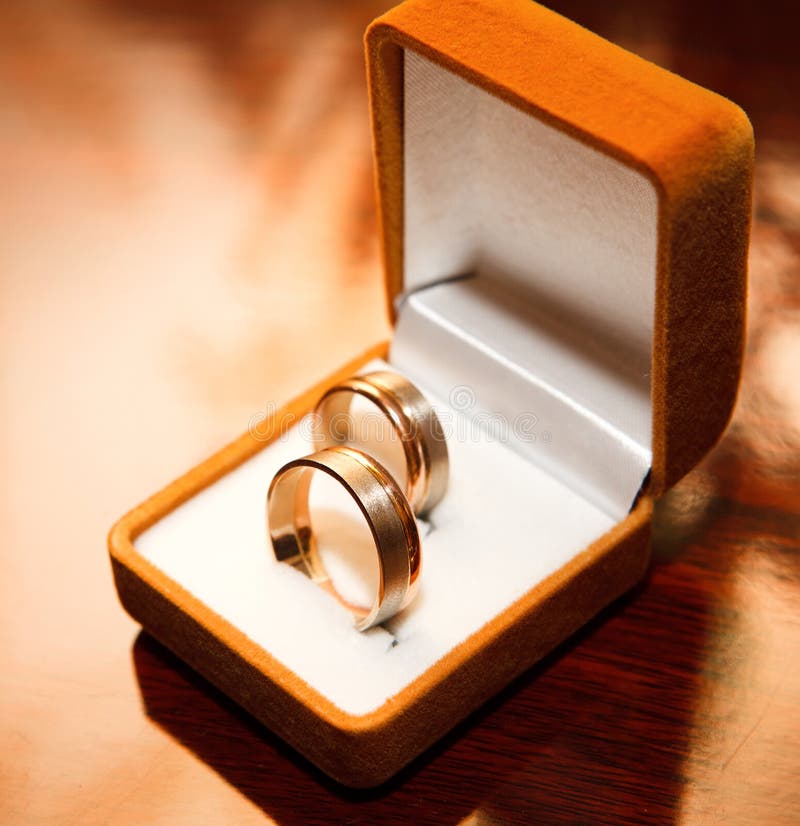 Wedding rings in box stock image. Image of objects, gold 24016363