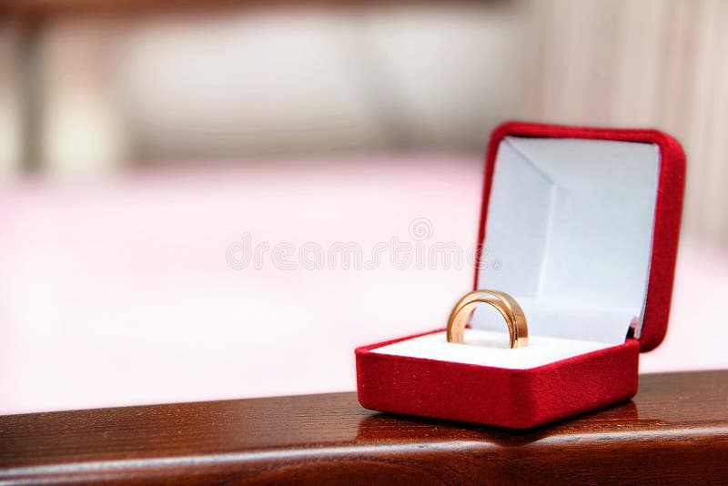 Wedding Rings in a Box, Wedding Props, Red Box with a Ring Stock Image Image of bronze