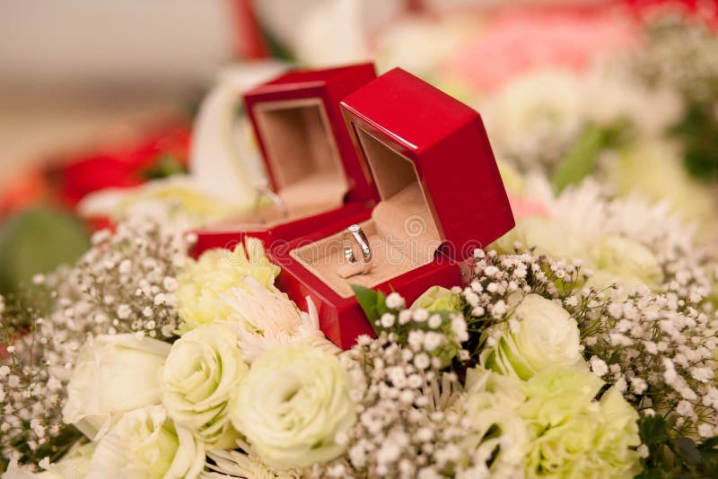 Wedding Rings in Wedding Ceremony,Thai Wedding Rings in an Open Box on ...