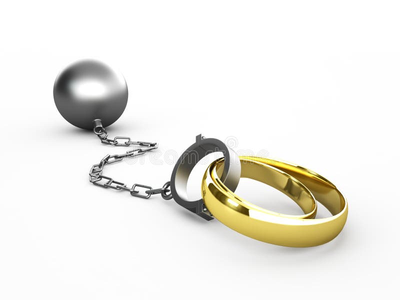 Cartoon Ball And Chain. Just Married Man With Ball And Chain