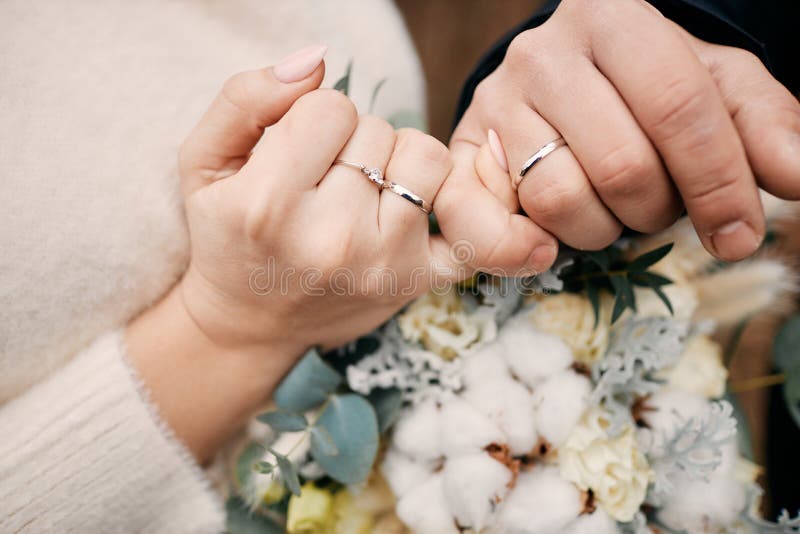 Wedding Rings on the Fingers of Young Stock Photo Image of family