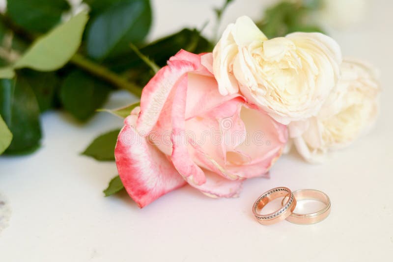 Wedding Rings on Flowers Background Stock Photo Image of flower, love