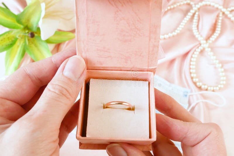 Wedding Rings in a Gift Box with Flowers Stock Photo Image of jewel