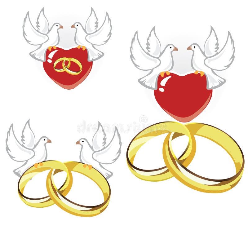 Download Wedding Rings, Hearts And Doves Stock Vector ...