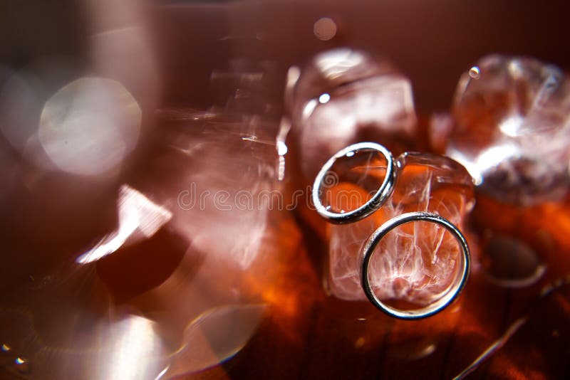 Wedding Rings on a Piece of Ice Stock Photo Image of ceremony