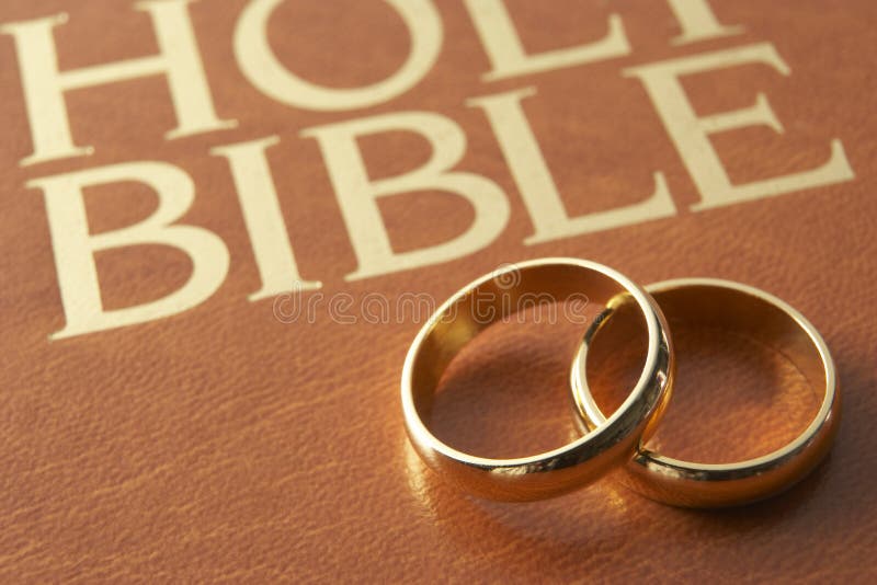 Wedding Rings Resting on a Bible Stock Photo Image of gold, selective