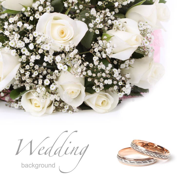 Wedding rings and roses royalty free stock photography